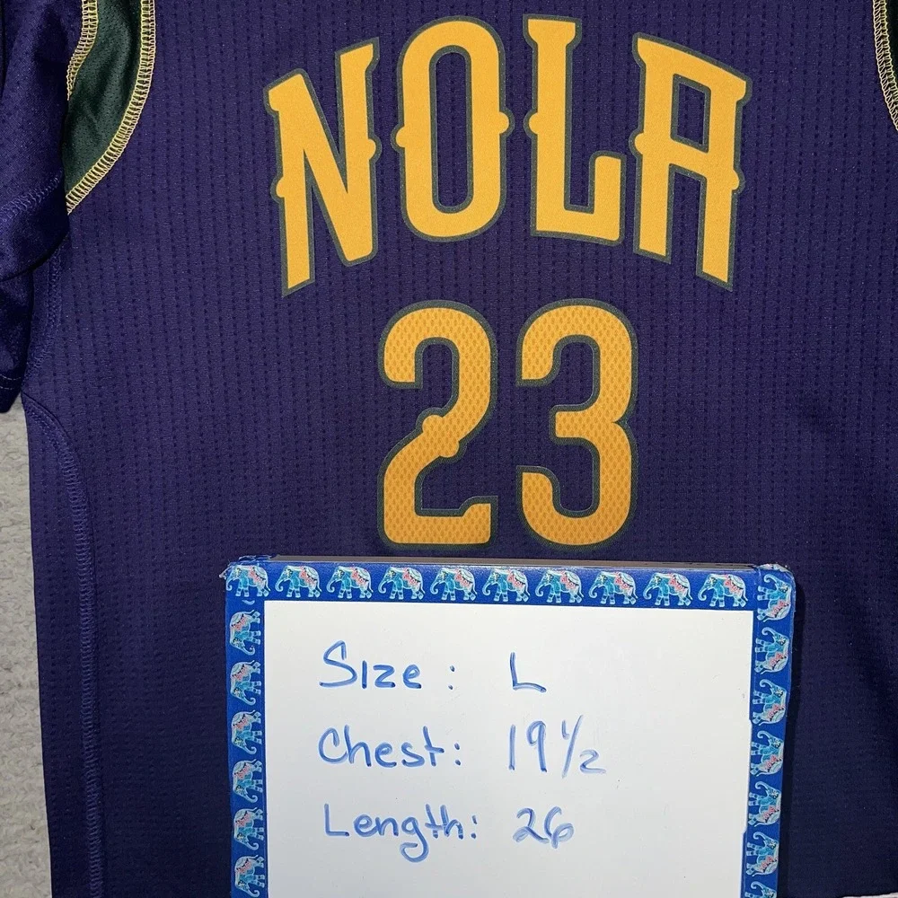 adidas Anthony Davis New Orleans Pelicans Jersey Youth Sz L 14-16 Mardi Gras Tee